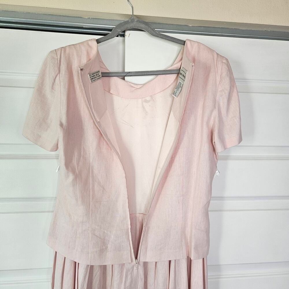 Vintage Karin Stevens Pink Embroidered Tea Dress | Mother of the Bride | 14 - Picture 4 of 8